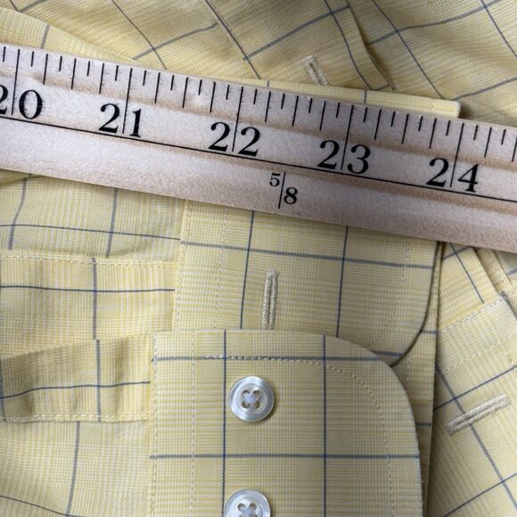 Brooks Brothers Men Yellow Plaid Button Down Shirts Size 17-4/5 - Picture 6 of 7